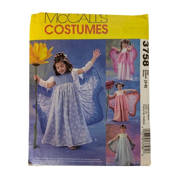 McCalls 3758 Childrens Fairy Costume Sewing Pattern Sizes 2-6 - Picture 1 of 3